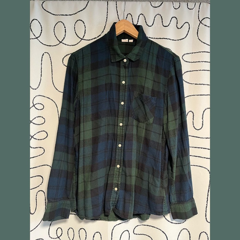 GAP Women's Drapey Flannel Button Down Shirt - Blackwatch Plaid